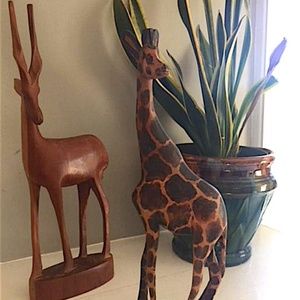 Pair of Vintage Giraffe/Gazelle statue